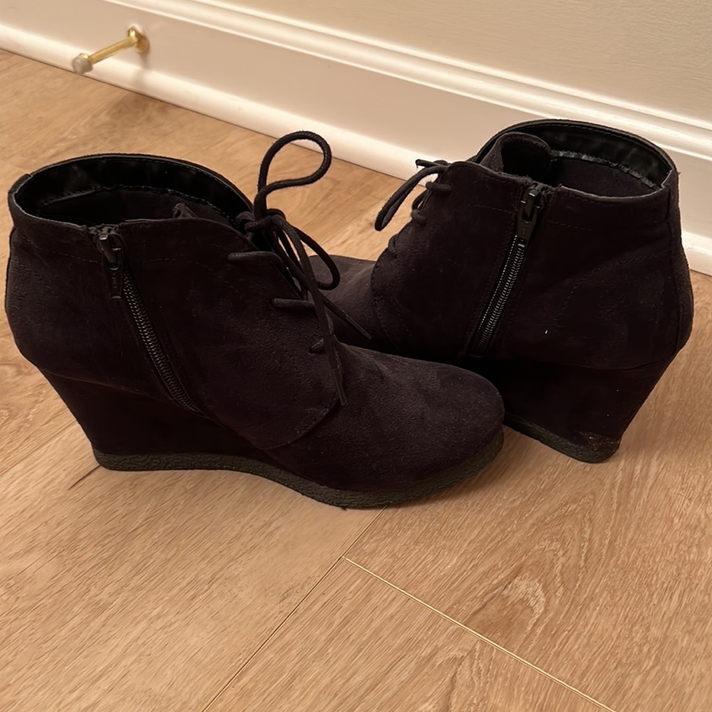 Microsuede Wedge Bootie - Picture 3 of 4